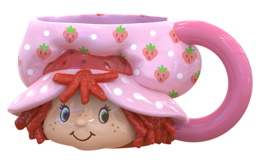 Strawberry Shortcake Head Ceramic 3D Sculpted Mug