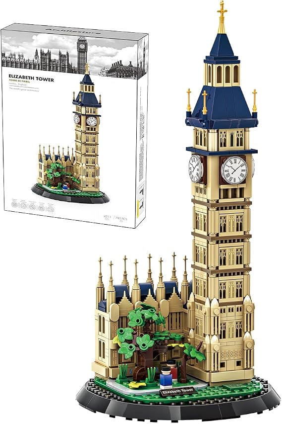Load image into Gallery viewer, Wange Bricks: MOC Architecture Elizabeth Tower, London Uk The Big Ben Building Brick Toy Figure
