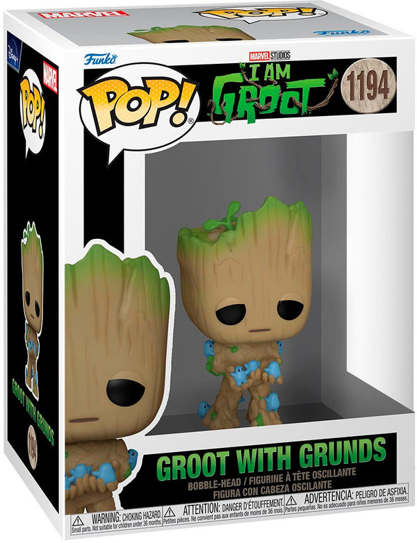 Funko - ¡POP! Marvel: Soy Groot - Groot con Grunds 
