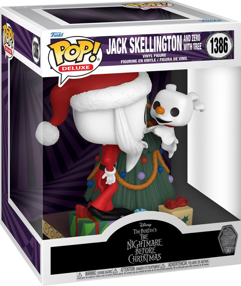 Chargez l&#39;image dans la visionneuse de la galerie, Funko POP! Deluxe: The Nightmare Before Christmas -Christmas Jack Skellington &amp; Zero Vinyl Figure
