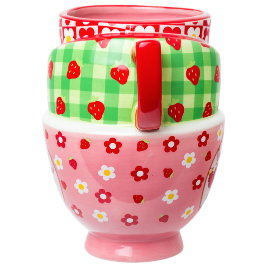 Strawberry Shortcake Picnic Floral Ceramic 3D Sculpted Mug