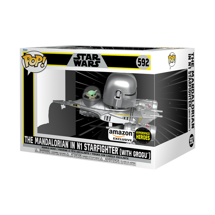 Funko POP! Rides Deluxe: Star Wars - The Mandalorian in N1 Starfighter with Grogu Vinyl Figure