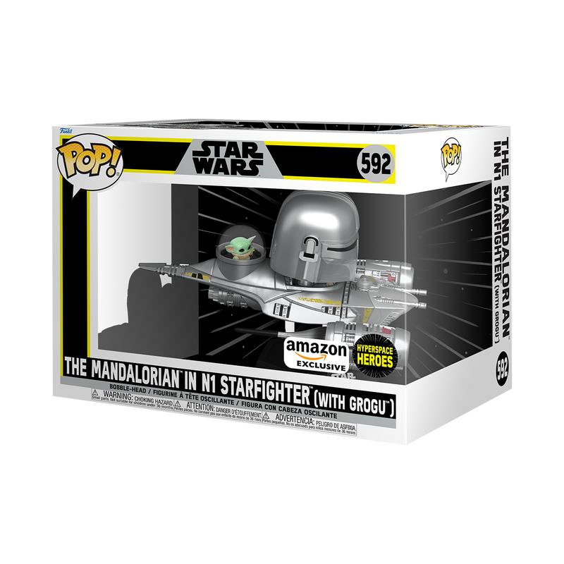 Load image into Gallery viewer, Funko POP! Rides Deluxe: Star Wars - The Mandalorian in N1 Starfighter with Grogu Vinyl Figure
