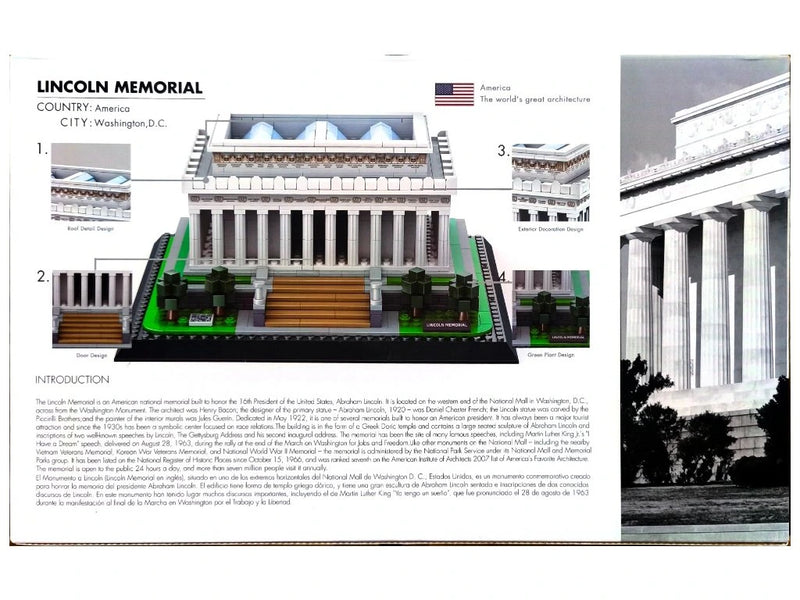 Load image into Gallery viewer, Wange Bricks: MOC Architecture Lincoln Memorial Washington D.C America Building Brick
