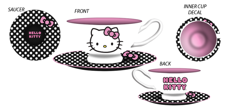 Hello Kitty Dots 12oz Ceramic Teacup and Saucer