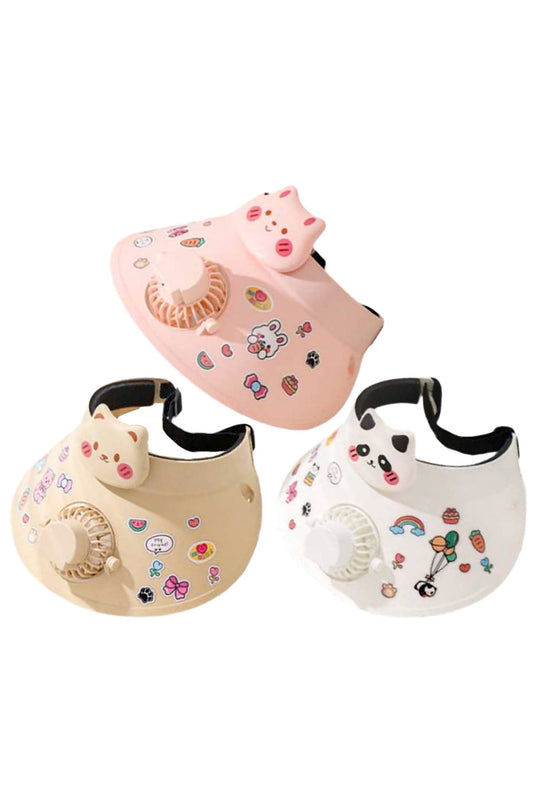 Cap Zone - Kids Animal Pals Sun Visor W/ Sticker 1pc Electric Fan