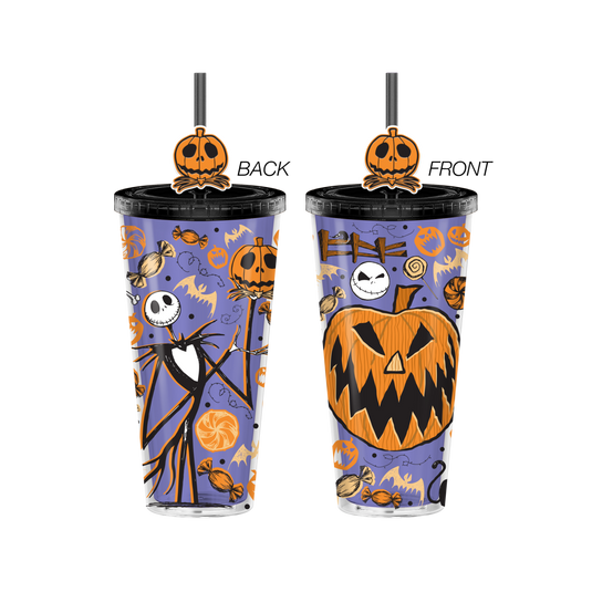NBC Halloween Door 24oz Plastic Cold Cup w/ Lid & Topper