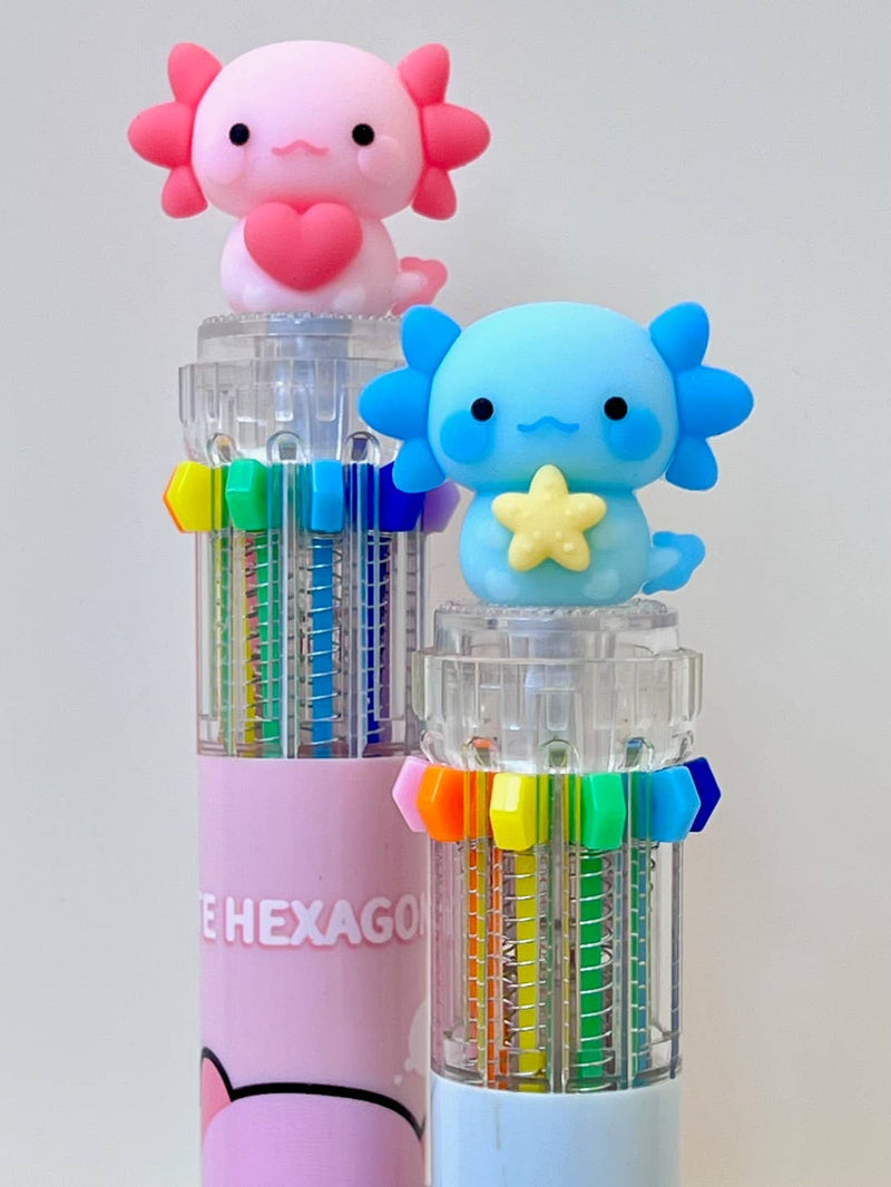 Load image into Gallery viewer, BC Mini Axolotl 10-Color Retractable 1 Single Ball Pen
