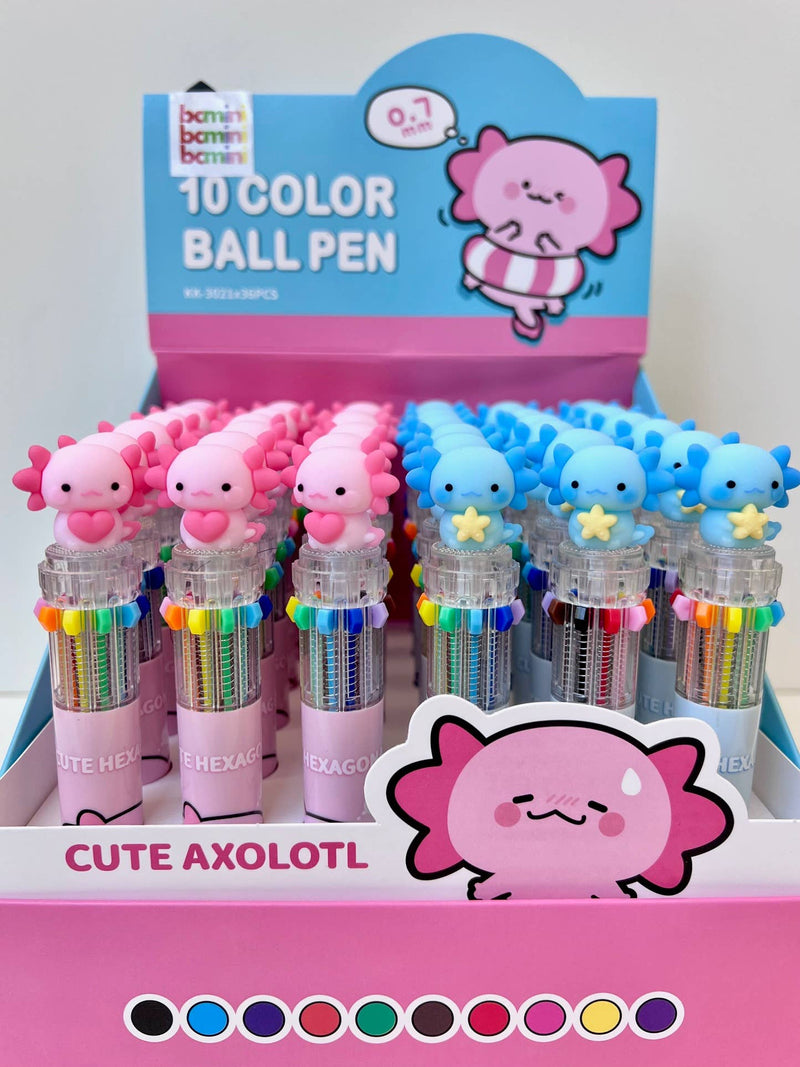 Load image into Gallery viewer, BC Mini Axolotl 10-Color Retractable 1 Single Ball Pen
