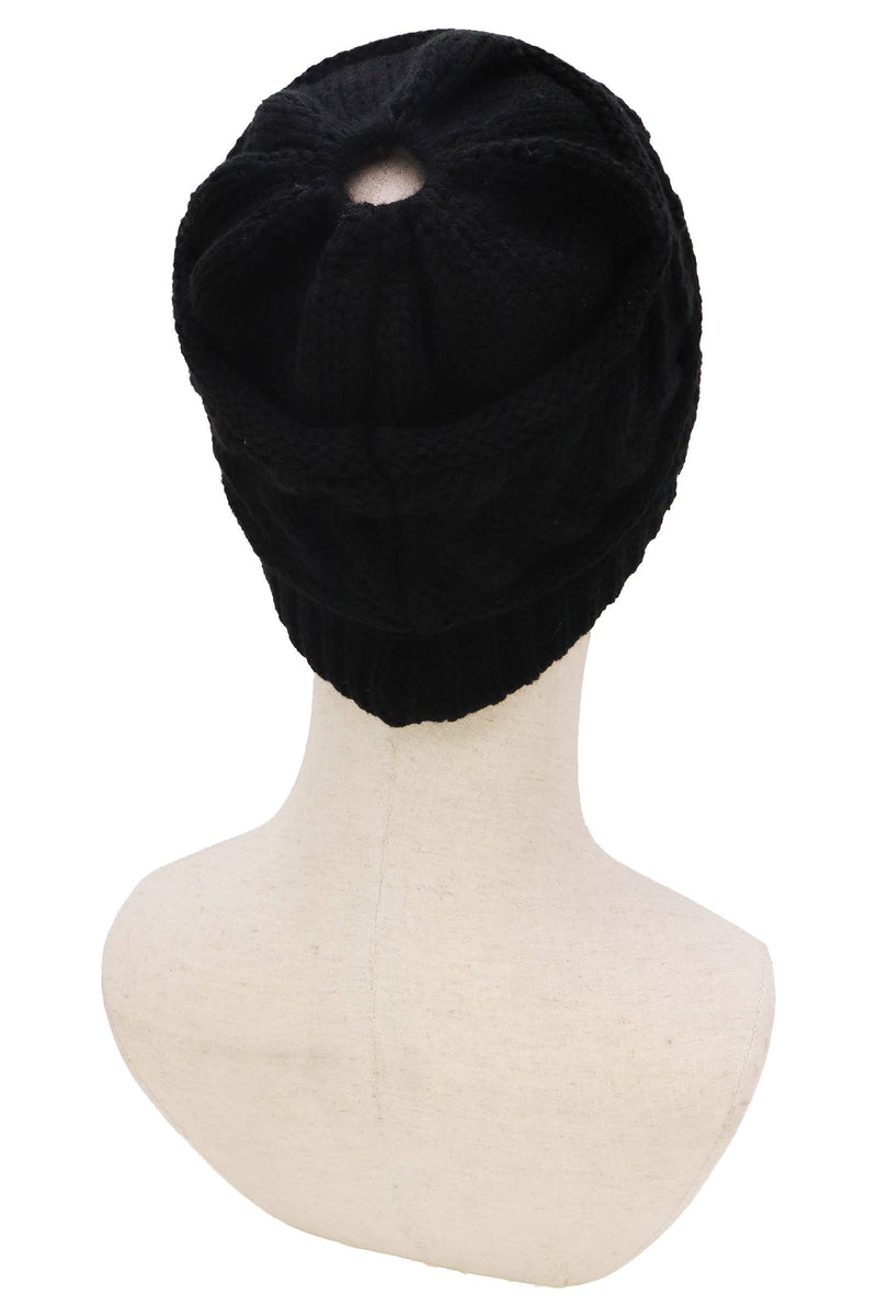 Load image into Gallery viewer, Classic Ponytail Chevron Cable Knitted Beanie
