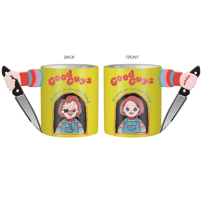 Good Guys Chucky 2 Faces Electroplate 20oz Sculpted Handle Ceramic Mug