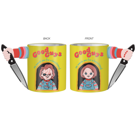 Good Guys Chucky 2 Faces Electroplate 20oz Sculpted Handle Ceramic Mug