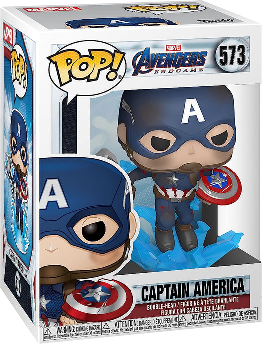 Funko POP! Marvel : Avengers Endgame - Captain America avec Broken Shield et Mjoinir 