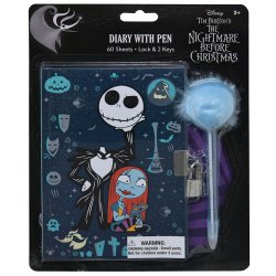 Chargez l&#39;image dans la visionneuse de la galerie, Disney: Nightmare Before Christmas - with Lock &amp; Keys Diary with Pom Pen on Card
