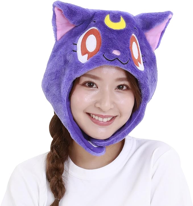 Cargue la imagen en el visor de la galería, Clever Idiots Inc. Sailor Moon Luna Cozy Costume Adult  Beanie Hat
