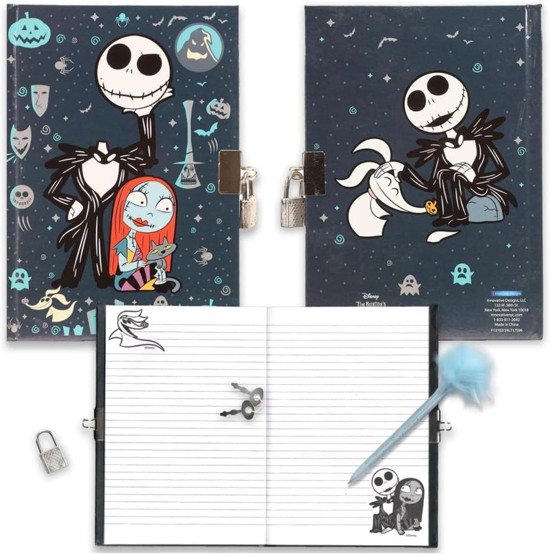 Chargez l&#39;image dans la visionneuse de la galerie, Disney: Nightmare Before Christmas - with Lock &amp; Keys Diary with Pom Pen on Card
