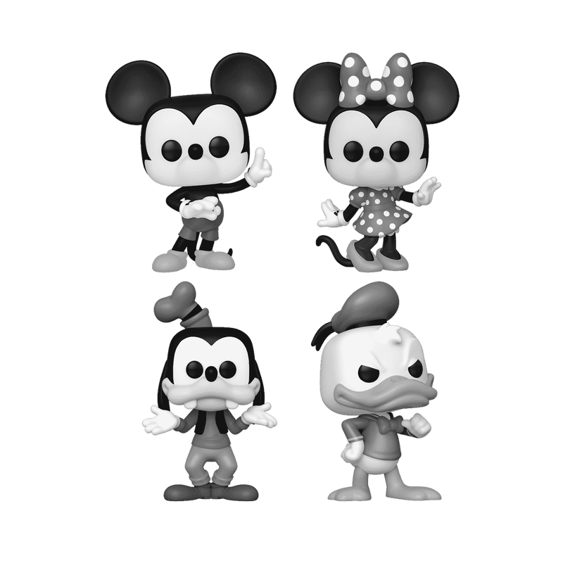 Load image into Gallery viewer, Funko POP! Disney: Mickey and Friends - Black &amp; White 4-Pack Vinyl Figure
