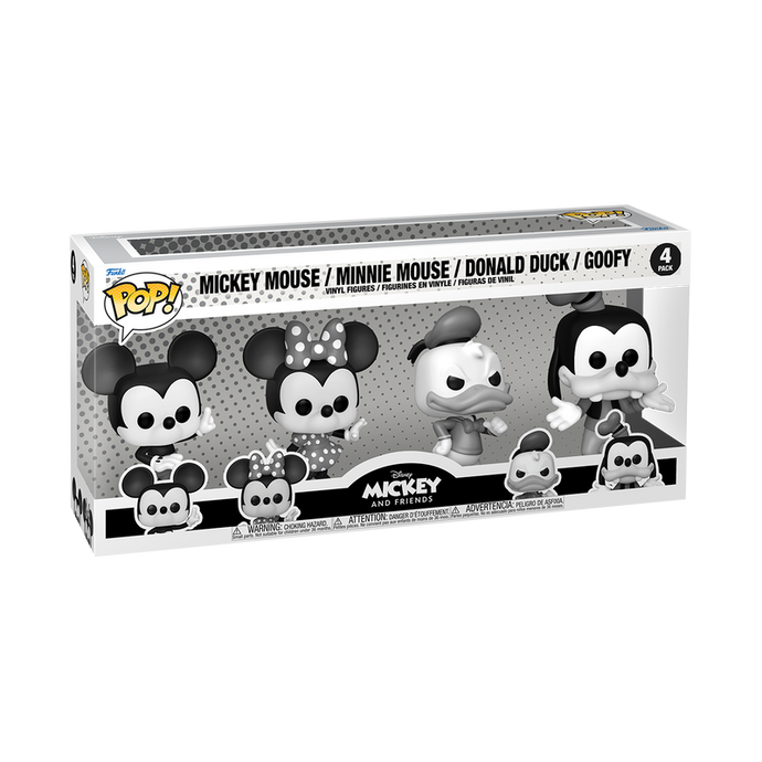 Funko POP! Disney: Mickey and Friends - Black & White 4-Pack Vinyl Figure
