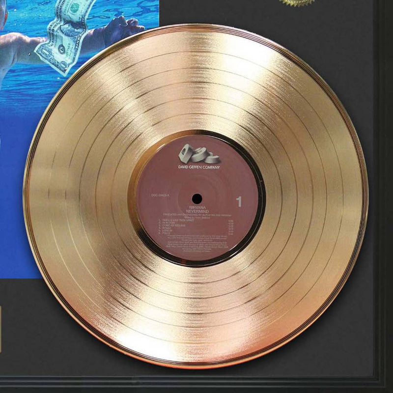 Chargez l&#39;image dans la visionneuse de la galerie, Nirvana - Nevermind Gold Framed Gold LP Display
