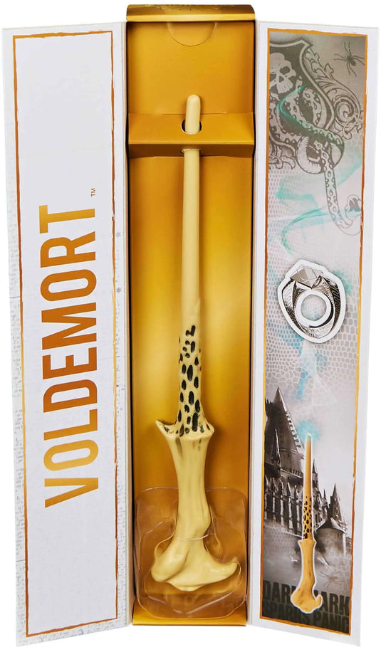 Harry Potter Wizarding World Magical Artifacts Series Mystery Wand with Stand & Die-Cast Icon Spellbinding Wand