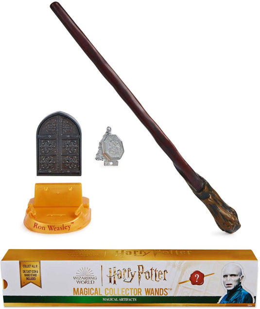 Harry Potter Wizarding World Magical Artifacts Series Mystery Wand with Stand & Die-Cast Icon Spellbinding Wand