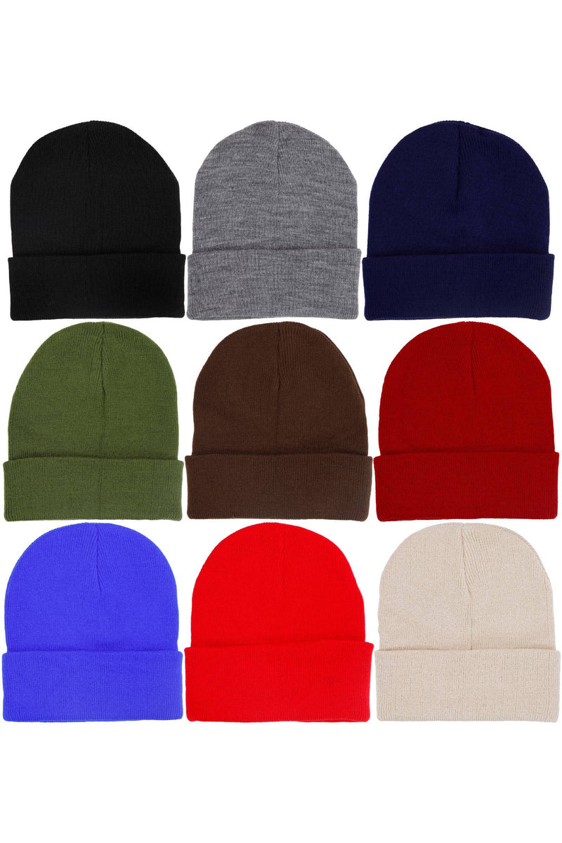 Load image into Gallery viewer, Adults Classic Solid Acrylic Cuffed Beanie
