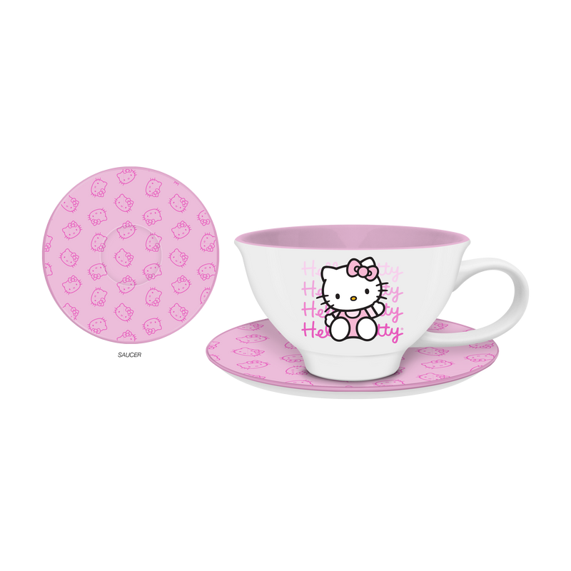 Cargue la imagen en el visor de la galería, Silver Buffalo Hello Kitty Gradient 12oz Ceramic Teacup and Saucer
