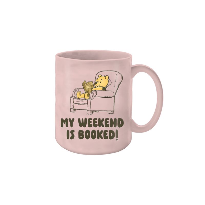 Load image into Gallery viewer, Disney Winnie the Pooh -  My Weekend is Booked Wax Resist 17oz Ceramic Pottery Mug
