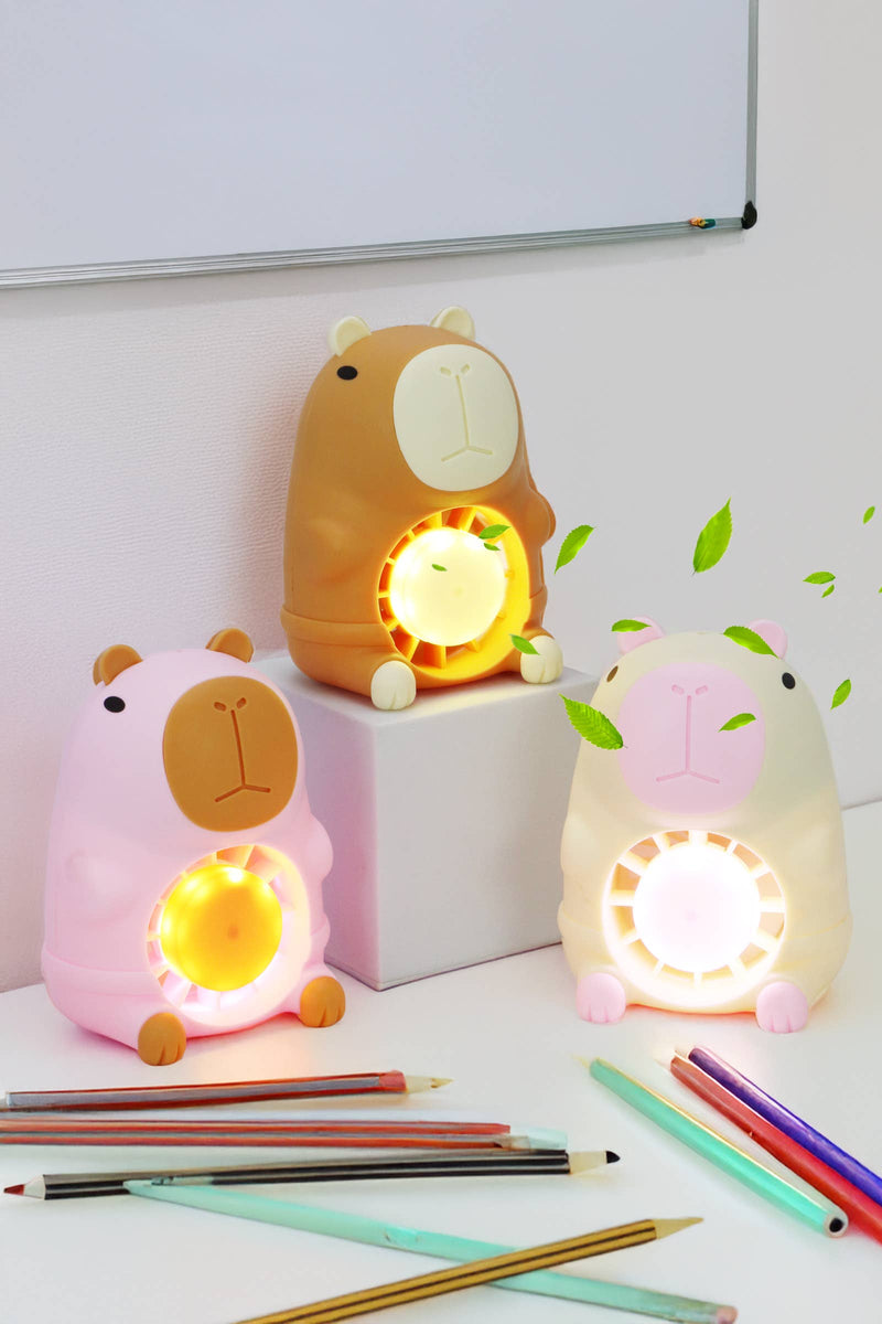 Load image into Gallery viewer, Capybara Rechargeable Mini Nightlight Desk Fan
