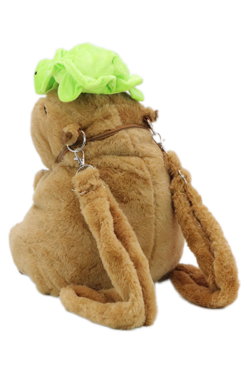 Load image into Gallery viewer, Turtle Capybara Fuzzy Stuffed Plush Backpack
