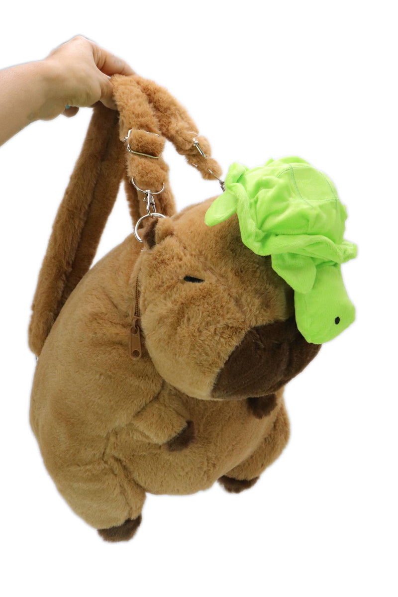 Load image into Gallery viewer, Turtle Capybara Fuzzy Stuffed Plush Backpack
