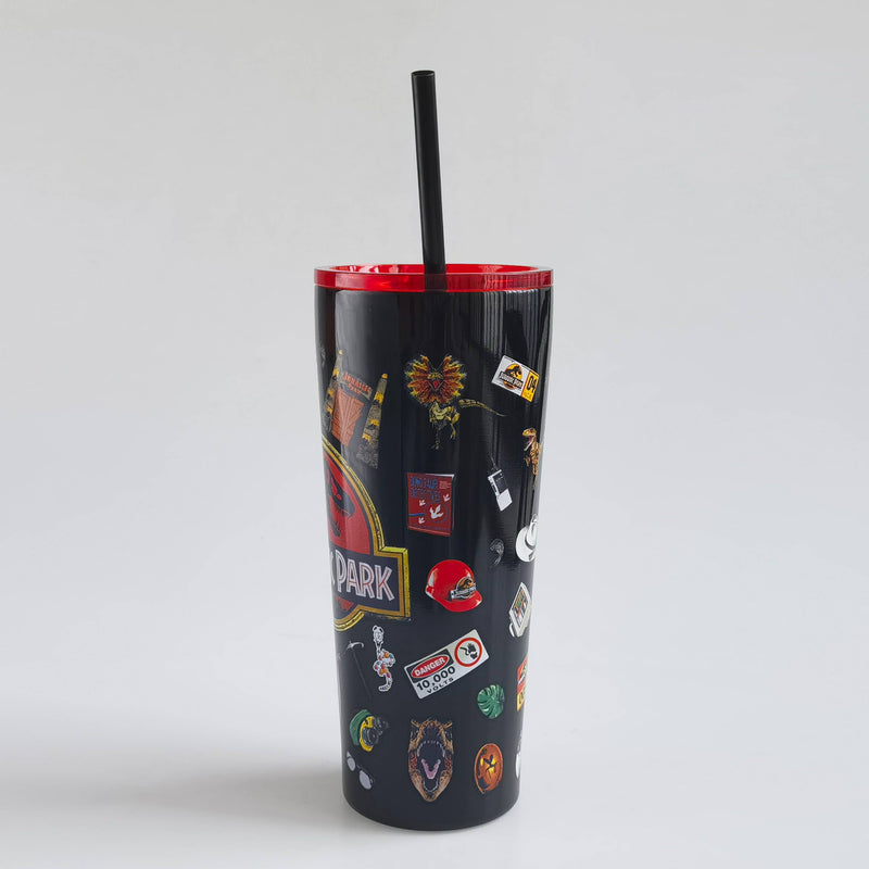 Cargue la imagen en el visor de la galería, Jurassic Park Logo &amp; Icons 22oz Double Walled Stainless Steel Tumbler
