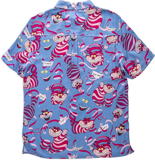 Disney Alice In Wonderland - Chesshire Cat AOP Button Up Camp Shirt