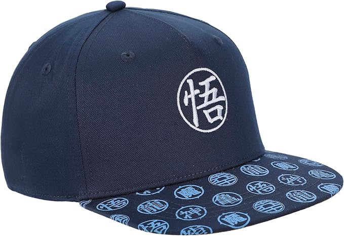Cargue la imagen en el visor de la galería, Dragon Ball Z - Kanji Symbols Youth Navy Adjustable Snapback Cap Hat
