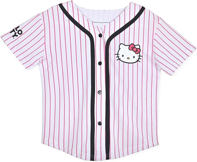 UPD Inc. Hello Kitty - Hello Kitty Girls Baseball Jersey - Fashion Mesh Button Front Girls Shirt
