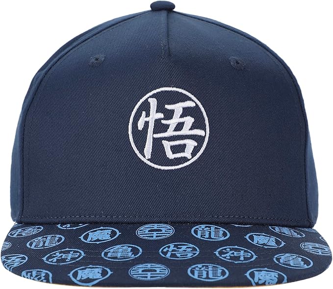 Cargue la imagen en el visor de la galería, Dragon Ball Z - Kanji Symbols Youth Navy Adjustable Snapback Cap Hat

