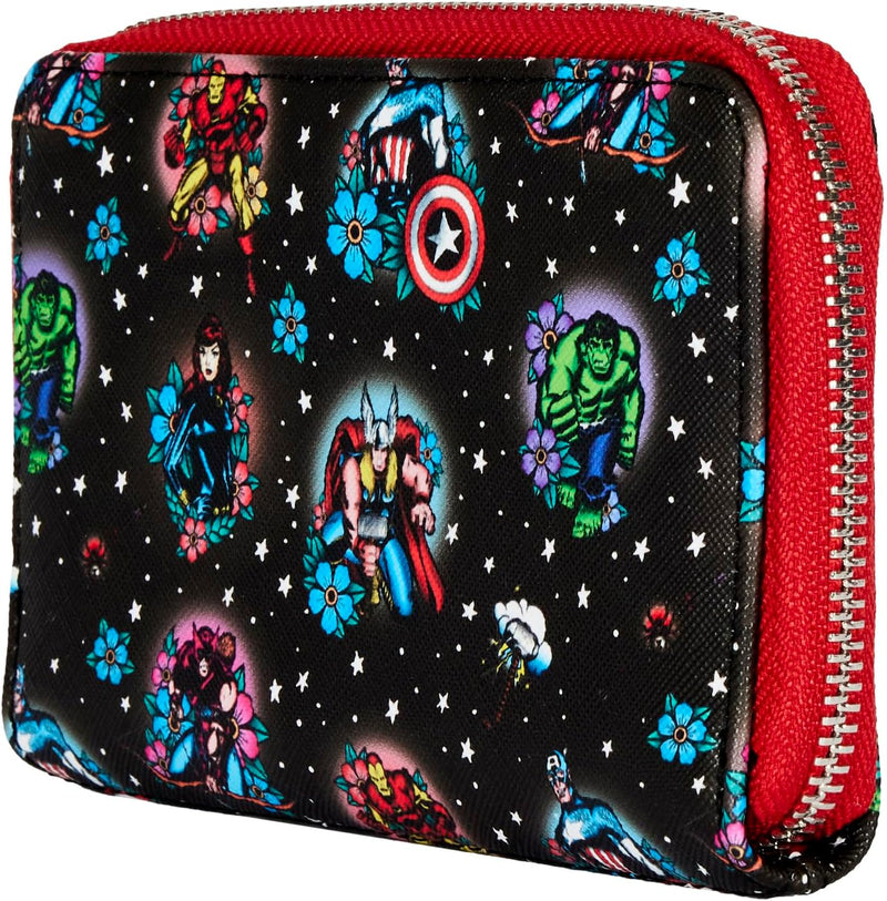 Cargue la imagen en el visor de la galería, Loungefly Marvel - Avengers Tattoo Zip Around Wallet
