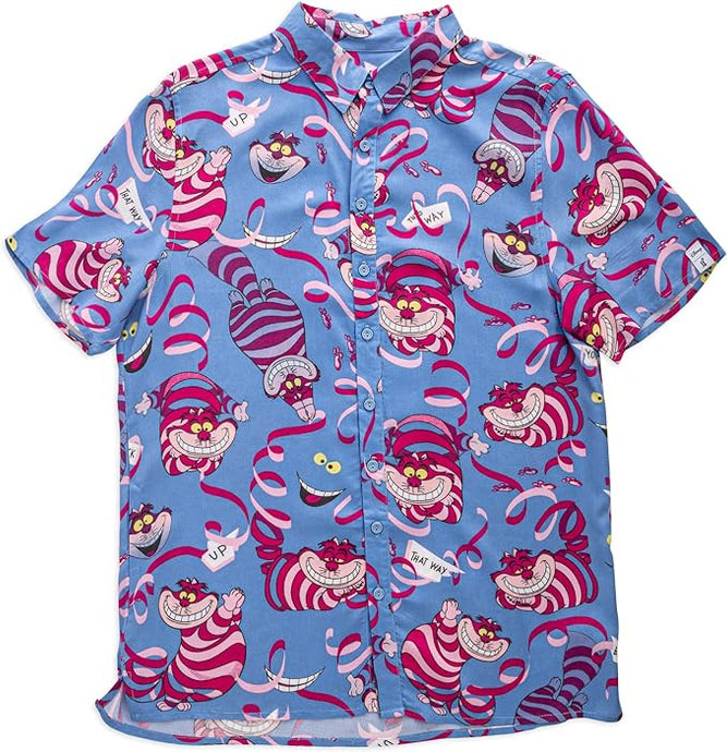 Disney Alice In Wonderland - Chesshire Cat AOP Button Up Camp Shirt