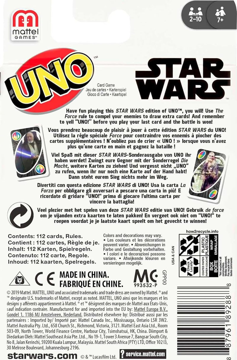 Cargue la imagen en el visor de la galería, UPD Mattel Star Wars - Characters Uno Playing Cards
