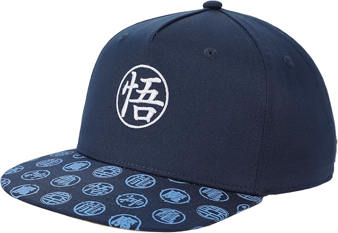Cargue la imagen en el visor de la galería, Dragon Ball Z - Kanji Symbols Youth Navy Adjustable Snapback Cap Hat

