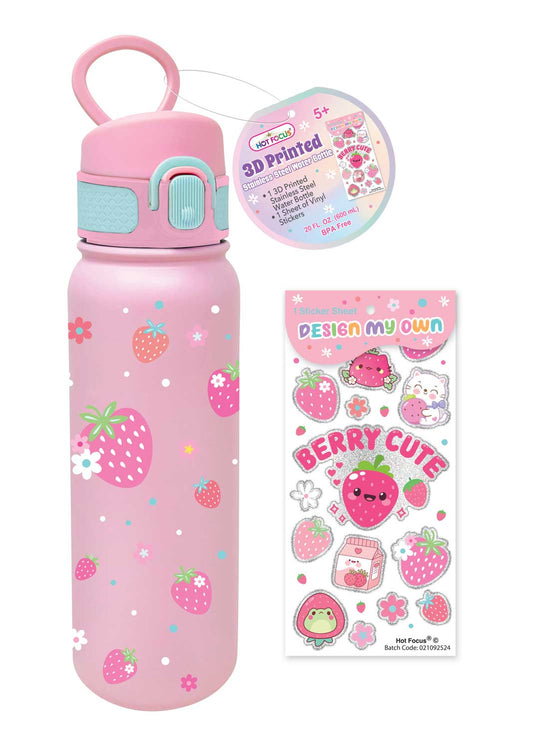 Hot Focus Strawberry - 3D Printing Stainless steel Water Bottle