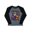 Five Nights at Freddy's Boys Gray/Black Raglan Kid Tee Long Sleeve