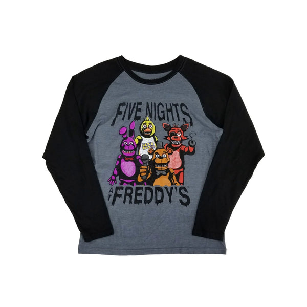 Five Nights at Freddy's Boys Gray/Black Raglan Kid Tee Long Sleeve
