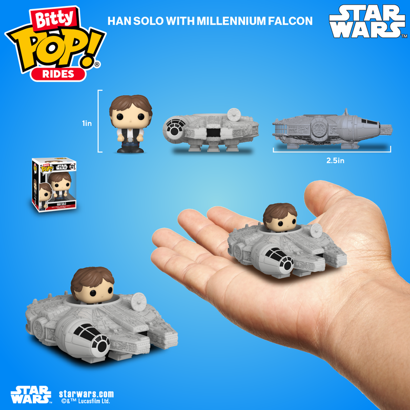 Cargue la imagen en el visor de la galería, Funko Bitty POP! Rides: Star Wars - Han Solo and The Millennium Falcon Vinyl Figure
