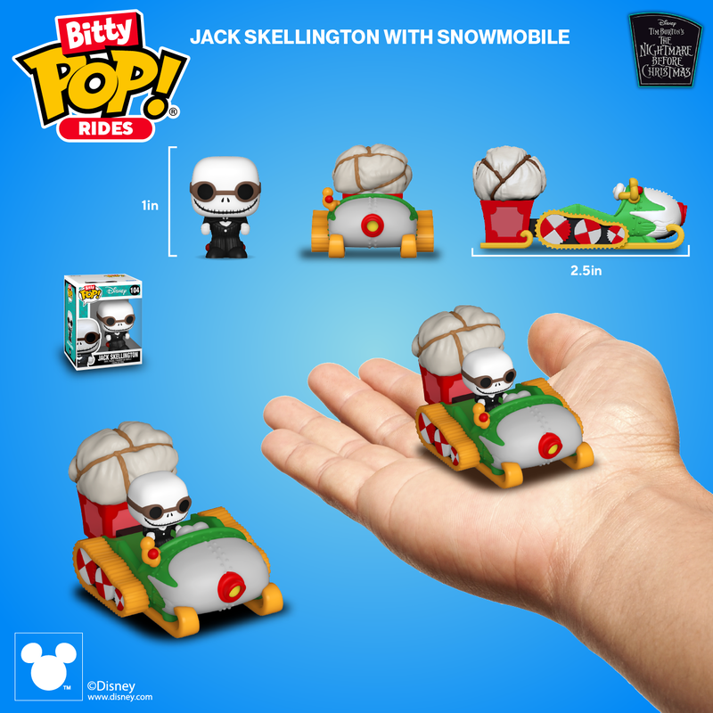 Cargue la imagen en el visor de la galería, Funko Bitty POP! Rides: Disney - NBC Jack Skellington with Snowmobile Vinyl Figure
