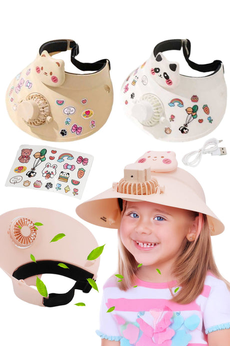 Cap Zone - Kids Animal Pals Sun Visor W/ Sticker 1pc Electric Fan