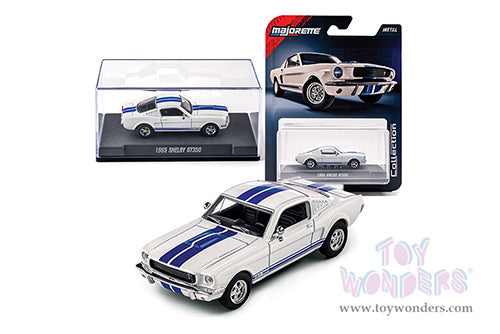 Majorette 1965 Ford Mustang Shelby GT350 White & Blue 1:64 Diecast Model Car