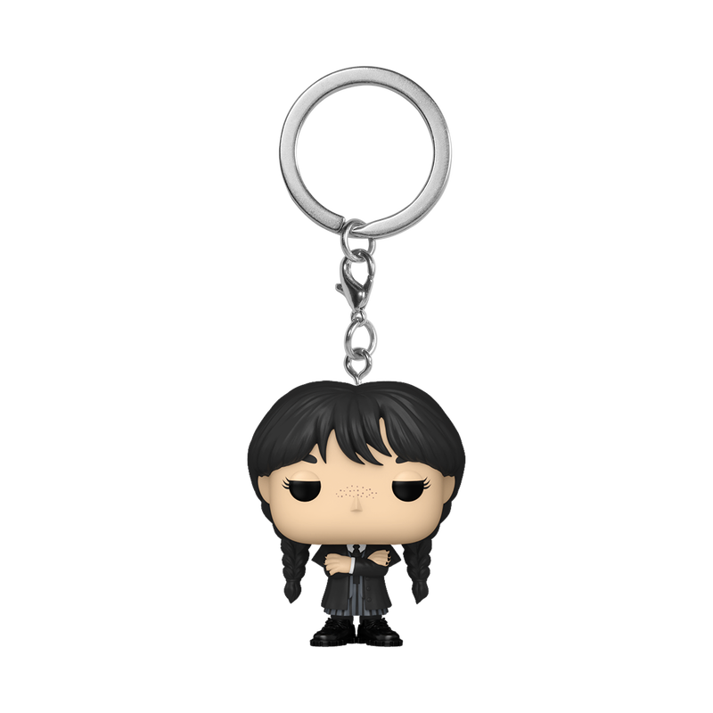 Chargez l&#39;image dans la visionneuse de la galerie, Funko Pop! Keychain: The Addams Family - Wednesday Addams (Black Coat) Vinyl Figure
