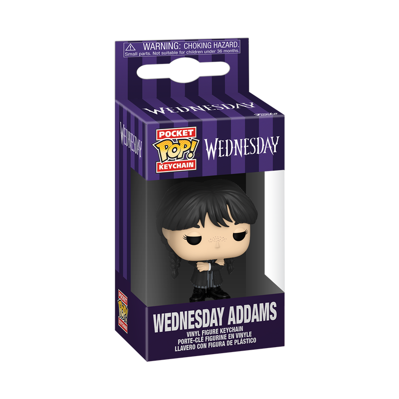 Chargez l&#39;image dans la visionneuse de la galerie, Funko Pop! Keychain: The Addams Family - Wednesday Addams (Black Coat) Vinyl Figure
