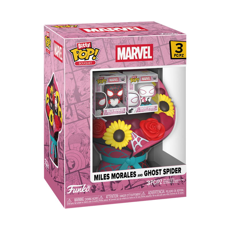 Cargue la imagen en el visor de la galería, Funko Bitty POP! Rides: Marvel - Bouquet Mile Morales &amp; Ghost Spider (Valentine) Vinyl Figure
